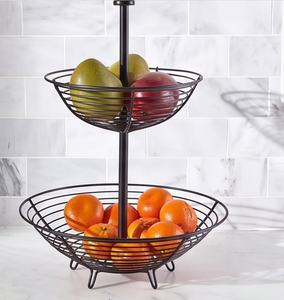 Modern Metal <b>Wire</b> <b>Storage</b> <b>Basket</b> 2-Tier Stackable Bowl Design For Neatening Multi-Purpose Use Elegant Tabletop - Product Image 6