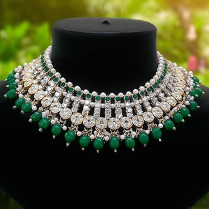 Conjunto de Collar Choker de Diseño con Piedras Austriacas Brillantes, Perlas y Cuentas - 10575611DGR, un Conjunto de Joyería Fina Deslumbrante - Product Image 3