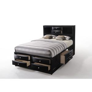 Ireland Full <b>Bed</b> with <b>Storage</b> Up-Holstered <b>Black</b> Finish - Product Image 2