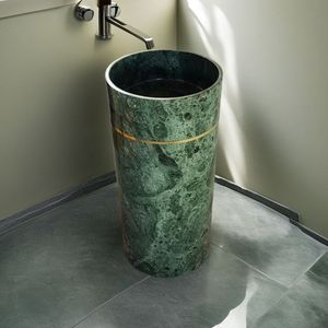 Lavabo Moderno de Diseño en Mármol Verde con Desagüe para Baños de Hoteles, Almacenes y Resorts - Product Image 1