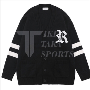 Oversized Unisex University Knitted Patchwork <b>Cardigan</b> <b>Sweater</b> Custom Logo High Quality Winter Wool/Nylon Men Tiki Taka Sports - Product Image 4