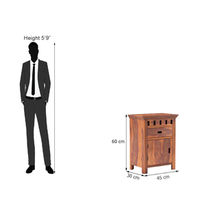 Mesa Auxiliar de Madera de Teca Tallada a Mano, Diseño Artístico Inteligente, para Dormitorio, con 1 Cajón y Almacenamiento en Gabinete - Product Image 6