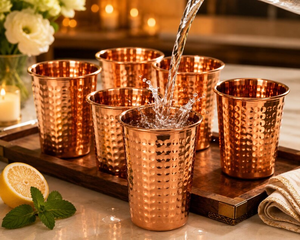 Verre à boire en cuivre pur martelé, fait main en Inde - Product Image 6