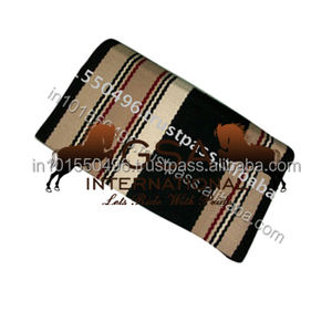 Couverture de selle faite à la main 100% laine de Nouvelle-Zélande 34 X 36 couverture de selle western personnalisée motif rayé couvertures et coussinets de selle - Product Image 6