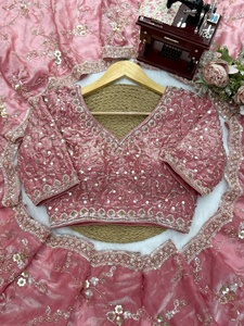 Pink <b>Saree</b> With Beads And Sequence Work With Traditional Wear <b>For</b> <b>Women</b> Wedding And Party From Samp Corporation - Product Image 6
