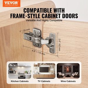 Set da 50 Cerniere per Ante di Armadi da Cucina, Apertura a 100 Gradi, Chiusura Morbida, Cerniere Nascoste per Mobili - Product Image 2