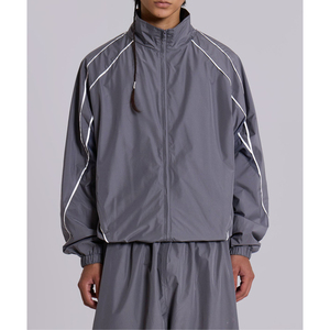 Conjunto Deportivo de Dos Piezas, Chaqueta Cortavientos Holgada de Nailon Unisex, con Ribete Curvo y Cuello Alto, Fabricante OEM - Product Image 1