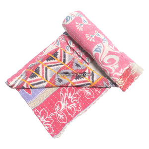 Couette Kantha Gudari, Vente en Gros, Fournisseur d'Or, GD2124, Faite à la Main, 100% Coton Imprimé, Indienne, Lavable, Vintage, Rajasthan - Product Image 1