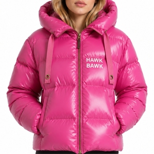 Custom <b>Women</b> Hooded Puffer Jacket Quilted Winter <b>Coat</b> Full Zip OutdoorWinter <b>Coat</b> with Logo Front Pockets Style Jacket - Product Image 1