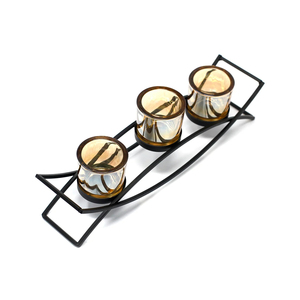 Juego de Portavelas Moderno con Tres Copas de Vidrio sobre un Elegante Soporte de Metal, Diseño Elegante, Perfecto para Decoración del Hogar, Ambiente y Mesa - Product Image 2