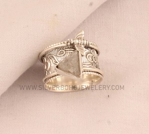 Wholesale Natural White Druzy Band Ring 925 Sterling Silver Sparkling <b>Geode</b> Ring Minimalist Stackable <b>Crystal</b> Ring for Women - Product Image 2