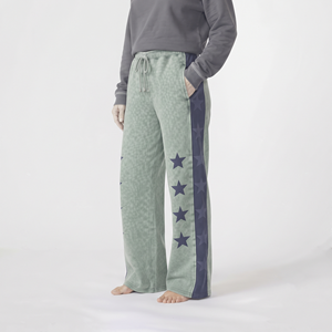 Pantalon de jogging ample en coton pour femme, coupe oversize, délavé à l'acide, imprimé étoiles, avec bande latérale, style streetwear décontracté - Product Image 3