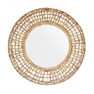 Sunburst <b>Makeup</b> <b>Mirror</b> Dressing Bedroom Bathroom Water Hyacinth Straw <b>Mirror</b> Living Room Decor - Product Image 3