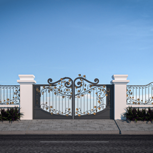 Puerta de entrada de hierro forjado de lujo, diseño 3D personalizado, con recubrimiento en polvo, forjada a mano, para villas, casas y castillos, de KHP Vietnam - Product Image 3