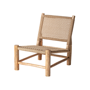 <b>Rustic</b> Coastal Outdoor Lounge <b>Chair</b> Solid Teak All-Weather Woven Rope Seat & Back Open Weave Design Luxury Resort Furniture - Product Image 1