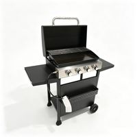 Barbecue à gaz de haute qualité avec table latérale et étagère de rangement pour le camping en plein air, les pique-niques et la maison