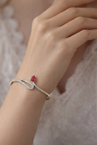 <b>Ruby</b> 925 Sterling Silver Cuff Handmade Gemstone Diamond <b>Bracelet</b> For Women - Product Image 4