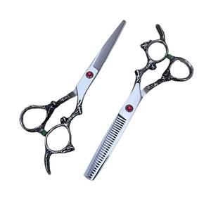 Ciseaux professionnels pour la parrure des cheveux, en acier inoxydable, à pointe arrondie, pour droitiers, manche long, usage en salon - Product Image 1