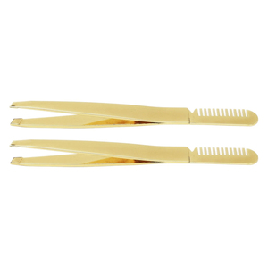 Pince à épiler peigne 2 pièces, pince à épiler biseautée professionnelle en acier inoxydable haute dureté, double tête et logo personnalisé - Product Image 2