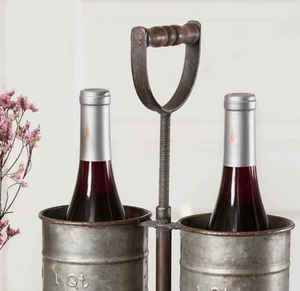 Support à vin en métal galvanisé style ferme, étagère décorative en fer pour canettes de mesure avec poignée pour comptoir de cuisine - Product Image 5
