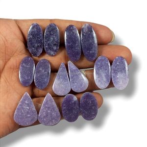 Pierre précieuse naturelle Lepidolite en paire, cabochons, pierres à facettes, cristaux de guérison, vente en gros, exportation - Product Image 5