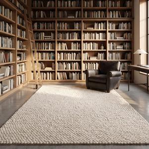 Tapis moderne en laine tissée à la main, antidérapant, à boucles épaisses, effet galet, texturé naturel, pour salon, chambre, entrée, maison - Product Image 3
