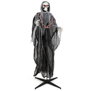 Figura di Grim Reaper di 6,4 Piedi con Occhi Illuminati e Suoni Terrificanti, Decorazione per Halloween - Product Image 1
