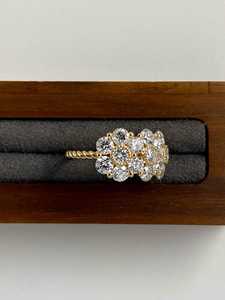 Anillo Floral Vintage con Diamante Cultivado en Laboratorio, Corte Redondo, para Mujer, con Oro Sólido de 14K, Regalo de Compromiso para Parejas - Product Image 3
