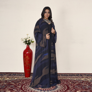 Abaya Premium de Chifón con Lentejuelas, Abierta por Delante, Manga Larga, Vestido Islámico Modesto, Elegante Jalabiya Árabe Estilo Dubái, Eid Ramadán Plus - Product Image 2