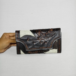 New Vintage Stylish Tooled Cowhide Leather Bifold Clutch Women Designed Hot Selling Genuine Leather Unique Credit <b>Card</b> <b>Wallets</b> - Product Image 1