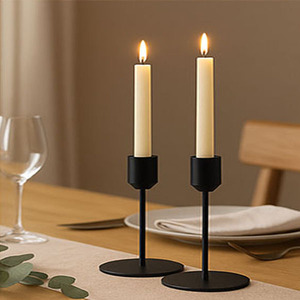 Set of 3 <b>Black</b> Metal Candle Holders Minimalist Taper Candle Holders for Dining Table - Product Image 2
