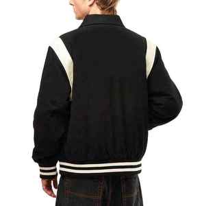 Premium <b>Men</b> Wool Varsity <b>Jacket</b> with Stand Collar Inner Fleece Lining Custom Style <b>Long</b> Sleeve Warm Streetwear Outerwear - Product Image 3