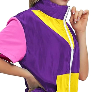 Conjunto de Chaqueta Corta con Cremallera y Bloques de Color para Mujer y Pantalones Cortos, Ligero, Ajuste Holgado, Ropa Deportiva de Moda para Todas las Estaciones - Product Image 6