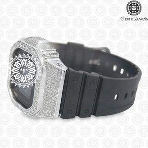 Montre numérique de luxe Charm Jewells, boîtier en acier inoxydable, lunette sertie de diamants, bracelet en silicone, affichage LED de 40 mm, unisexe, mécanique - Product Image 6
