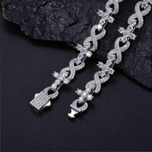 925 Sterling Silver <b>Infinity</b> Mixed Cross <b>Bracelet</b> VVS Moissanite Fine <b>Bracelet</b> with D Color Rhodium Plated Diamond Tester Pass - Product Image 4