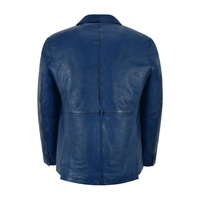 Blazer classique en cuir véritable bleu surdimensionné pour homme Veste d'hiver légère et respirante avec tissu en duvet