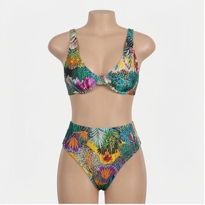 <b>Blue</b> Butterfly Print 2 Piece Yoga <b>Set</b> With Gold Trim Deep V Neck Halter Bodysuit And Knee Length Wrap Skirt - Product Image 1