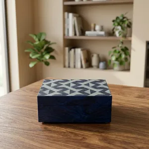 Handmade Wooden Jewelry <b>Box</b> with Geometric Inlay Pattern Elegant <b>Trinket</b> Organizer Decorative Storage Case for Bedroom HomeDecor - Product Image 3