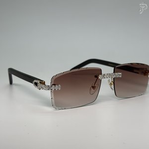 Gafas de Sol Ovaladas con Baño de Rodio y Degradado, con Detalles de Diamantes Moissanite VVS, Hechas a Mano, Estilo Hip Hop, de Lujo - Product Image 2