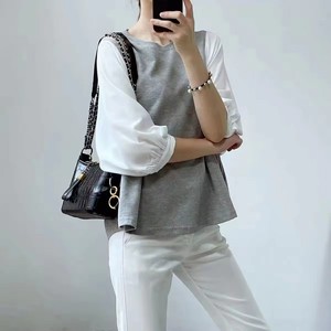 T-shirts pour femmes en polyester et coton, à manches mi-ballon, couleur unie, col rond, coupe ample et oversize, pour l'été, fournisseur OEM ODM - Product Image 2