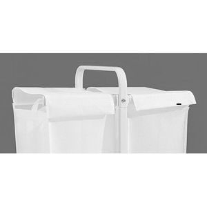 Grande cesto per biancheria in tessuto Oxford a 2 livelli da 110 litri con coperchio di smistamento per la conservazione di vestiti e giocattoli bianco - Product Image 4