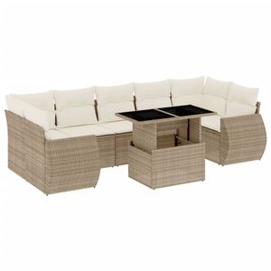 Ensemble de canapés de jardin avec accoudoirs réglables en rotin PE beige, grands ensembles de jardin - Product Image 2