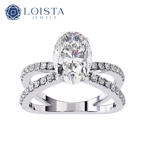 แหวนหมั้นเพชรทรงวงรี LOISTA เพชรธรรมชาติแพลตตินัม ได้รับการรับรองจาก GIA เครื่องประดับสตรีสุดคลาสสิก - Product Image 3