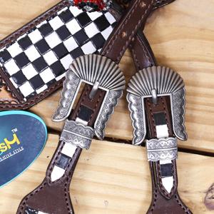Ensemble de têtière et de collier de poitrail Western en cuir de vachette de qualité supérieure, léger, aux designs tendance, équipement équestre saisonnier, best-seller - Product Image 6
