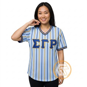 T-shirt de sororité Sigma Gamma Rho pour femmes, sublimé, respirant, écologique, col en V, polyester/coton, décontracté, été - Product Image 6