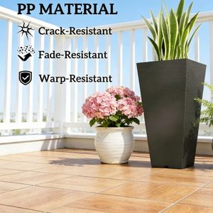 Set Moderno di 2 Vasi per Fiori in Plastica PP Alta Qualità, Impilabili, con Fori di Drenaggio per Giardini di Hotel e Piante da Interno - Product Image 6