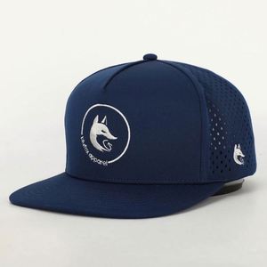 Gorra de Béisbol Personalizada de 5 Paneles con Logotipo Bordado, Azul Marino, Unisex, Estilo Hip Hop, Ajustable, con Cierre a Presión, Impermeable, con Orificios Cortados con Láser - Product Image 1