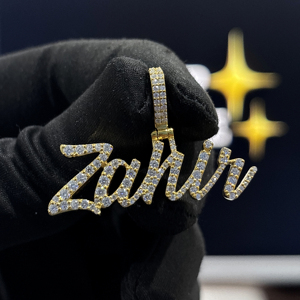 Custom Zahir <b>Name</b> Pendant 925 Sterling <b>Silver</b> VVS Moissanite Iced Out Script <b>Necklace</b> Charm - Product Image 3