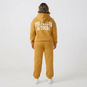 Survêtement décontracté pour femme grande taille avec fermeture éclair, imprimé, coupe ample, pantalon de jogging à capuche et fermeture éclair intégrale - Product Image 2