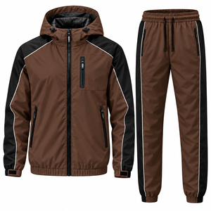 Premium Custom Winter Hooded Windbreaker <b>Tracksuit</b> Lightweight <b>Waterproof</b> Fabric Solid Breathable Mesh Lining Full Zipper - Product Image 1